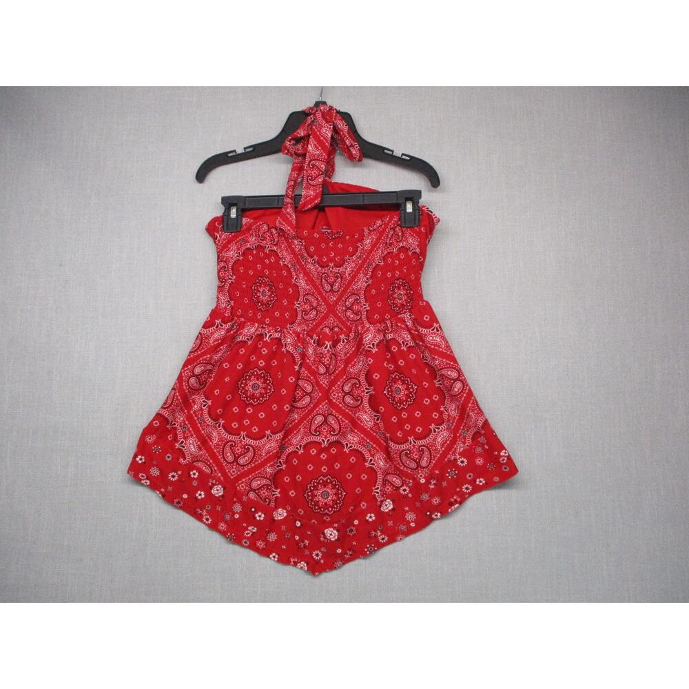 No Boundaries Red Paisley Y2K Boho Halter Bandana Top juniors Size XL 15 17 - Picture 8 of 11